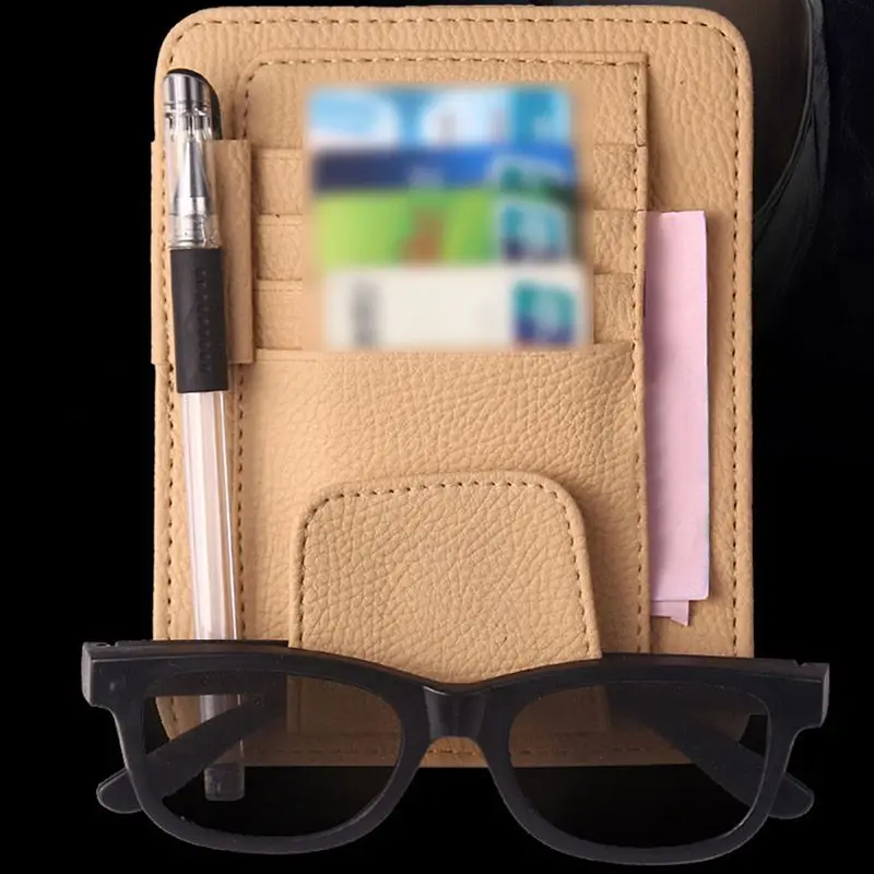 Car Vehicle Sun Visor Sunglasses Eyeglasses Glasses Holder Storage Clip Credit Card Package ID Storage Pen Bag