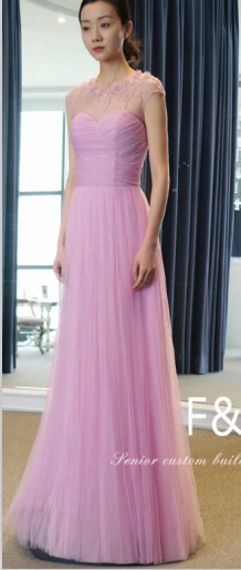 Фиолетовый Vestido de festa модное Сексуальное Фиолетовое длинное фатиновое торжественное вечерние платья с рукавами-крылышками и бисером,, платья подружки невесты - Цвет: Фиолетовый