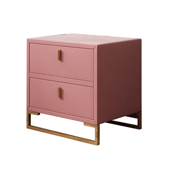 

Bedside Table Nordic Bedside Locker Bedroom Light Luxury Metal Chassis To Receive Ark Contemporary And Contracted Solid Wood Edg