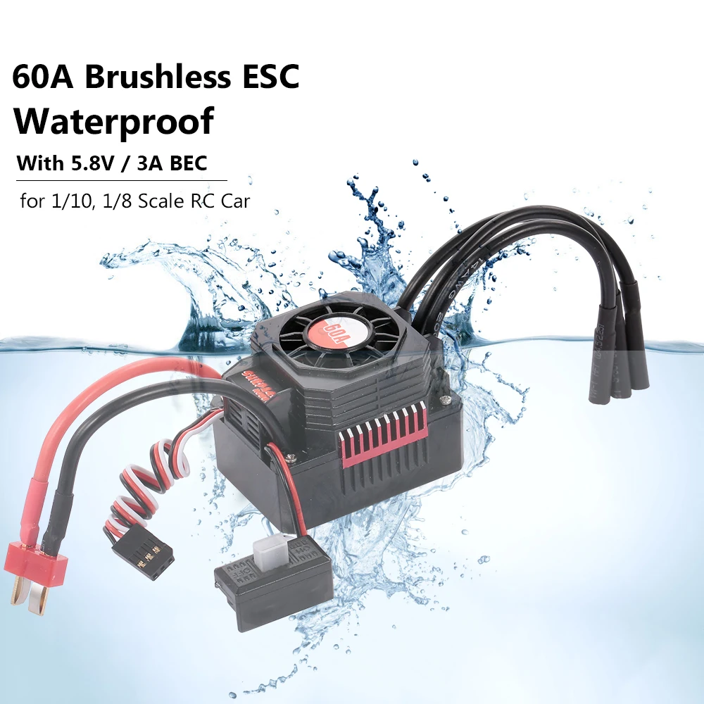 

SURPASS HOBBY 3660 2600KV Brushless Motor with Heat Sink and 60A ESC with BEC Waterproof for 1/10 1/8 RC Car Truck