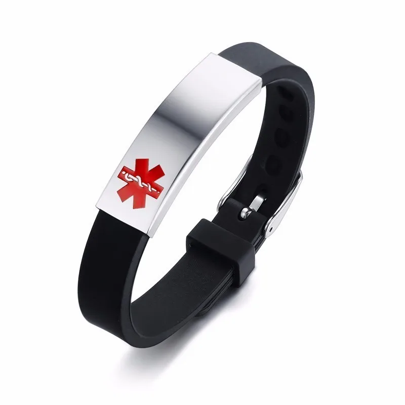 Sunling Pulsera de silicona ajustable personalizada con alerta médica para  niños, adultos, emergencia diaria, SOS, salvavidas para hijo, hija, padres