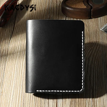 

Real Cow Leather Original Handmade Vintage Men Purse Short Fashion Quality Wallet Luxury Male ID Card Holder Case Billfold New