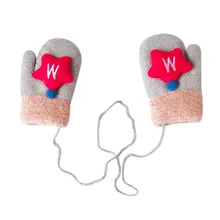 От 0 до 5 лет для маленьких девочек и мальчиков; зимние теплые вязаные варежки; перчатки с рисунком; детские перчатки без пальцев; сезон зима