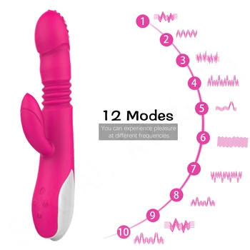 Telescopic Vibrator Dual Heating AV Wand Female Masturbator Silicone Dildo Clitoral G-spot Stimulator Adult Sex Toy for Woman 5