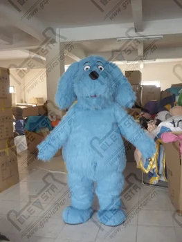 

quality blue long fur dog mascot costumes cartoon puppy mascot design