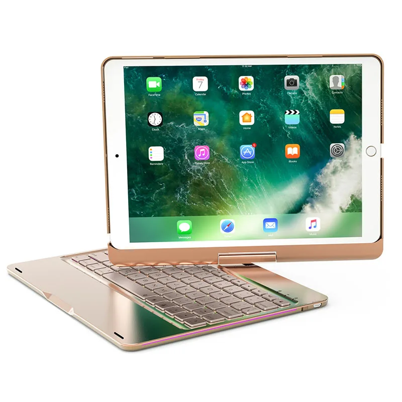 Для новых Ipad и Ipad Pro 9,7 и Ipad Air 2 и Ipad Air / Поворот на 360 градусов Алюминиевый сплав Bluetooth клавиатура чехол