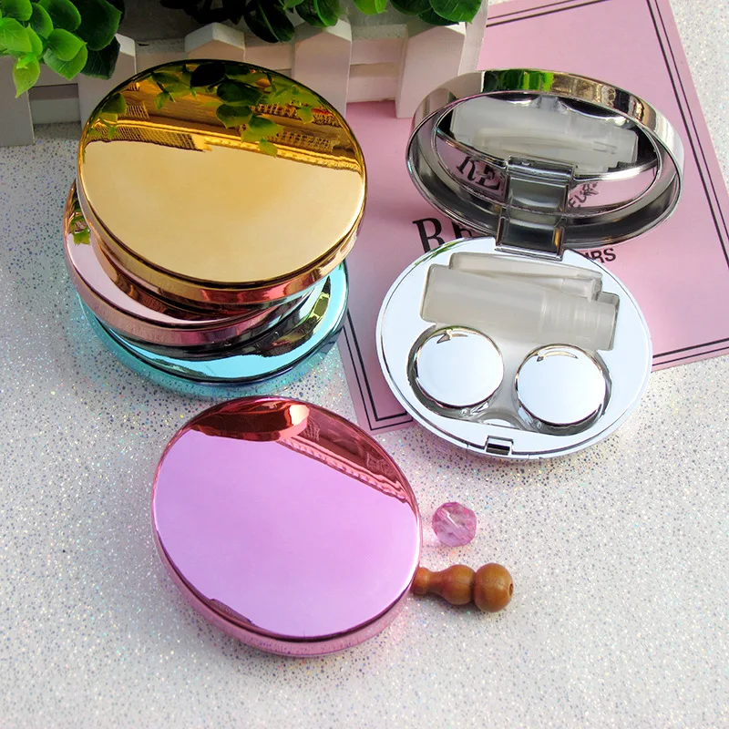 2020 New Mirror glossy Oval Contact Lens Case Ins girl and boy New Thin Contact Lenses Case Eye