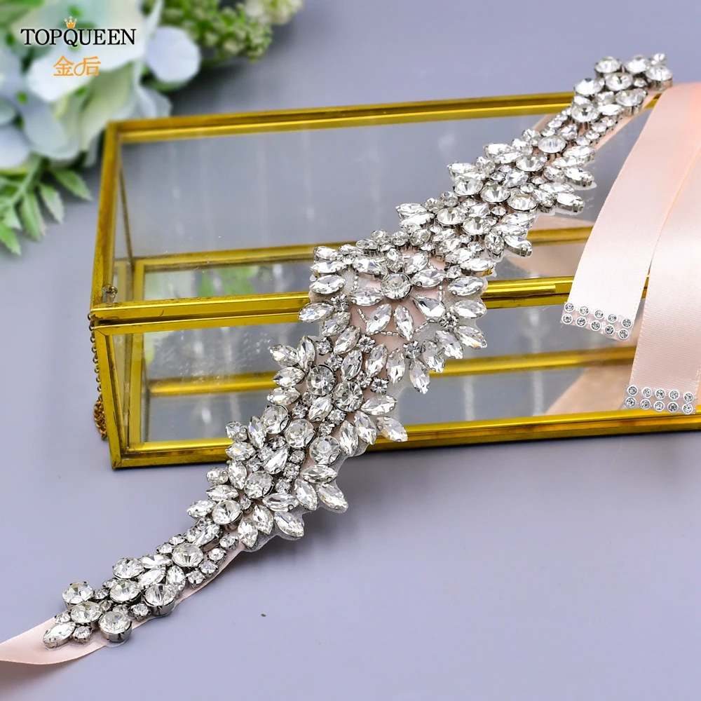 TOPQUEEN S319 Rhinestones Wedding Belts Wedding Sashes Crystal Bridal Belts Decorative Belt with Stones Jeweled Satin Ribbons TOPQUEEN S319 Rhinestones Wedding Belts Wedding Sashes Crystal Bridal Belts Decorative Belt with Stones Jeweled Satin Ribbons