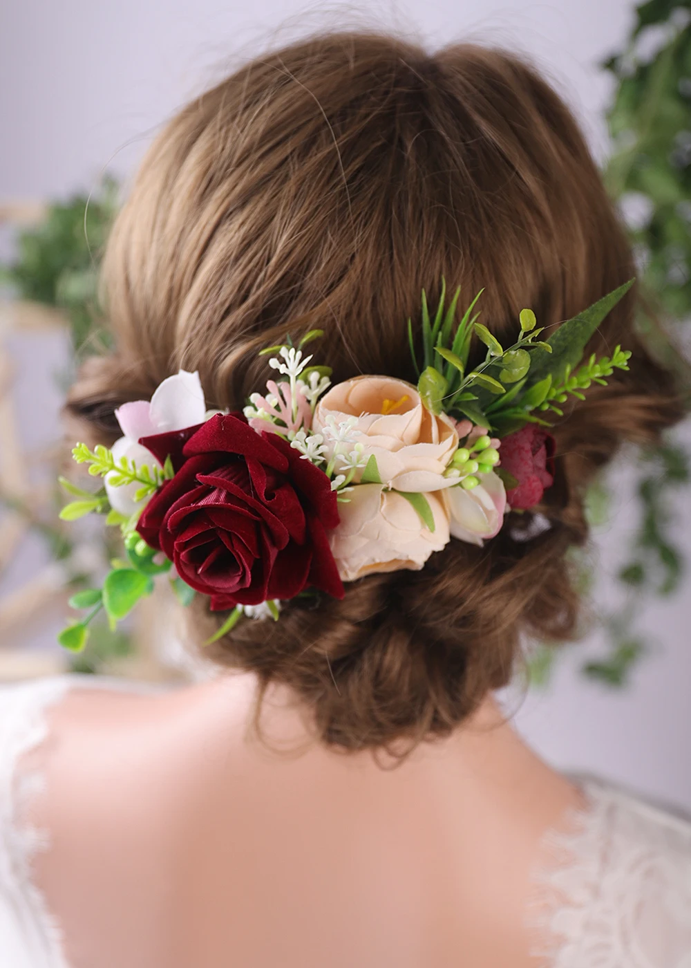 Chic Flower Hair Comb Red Rose Wedding Bridal Hair Accessories Female Glamour Classic vine Fashion Pins for women