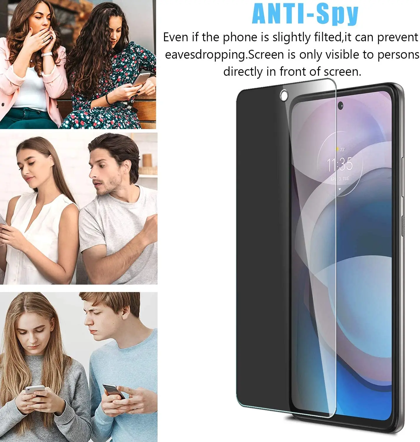 Privacy Tempered Glass Screen Protector Film - Anti-Spy Shield