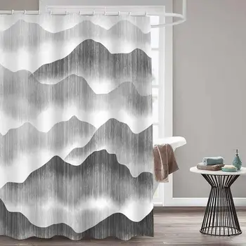 

MTMETY Valley Straight Pine Cloud Fog Abstract feather music Shower Trees Curtains Bathroom Curtain Waterproof Polyester Fabric