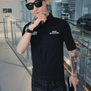

2020 Streetwear Social Men Shirt Summer Night Club Party Casual Slim Fit Shirt Short Sleeve Men Clothes Blusa Camisa Masculina