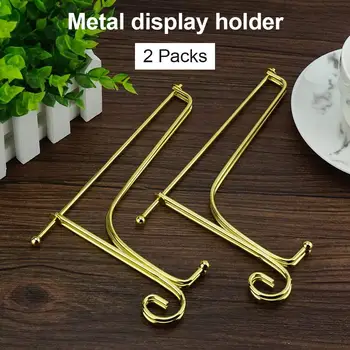 

2 Packs Iron Display Stand Golden Easel Plate Display Photo Holder Stand, Displays Picture Frames, Cookbooks, Decorative Plates