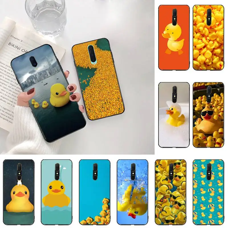 CUTEWANAN маленькая Желтая утка черный ТПУ мягкий резиновый чехол для телефона Oppo A5 A9