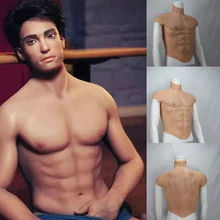 Falso peito muscular barriga macho macio silicone homem simulação artificial músculos gola alta versão cosplay crossdress 18 sexshop