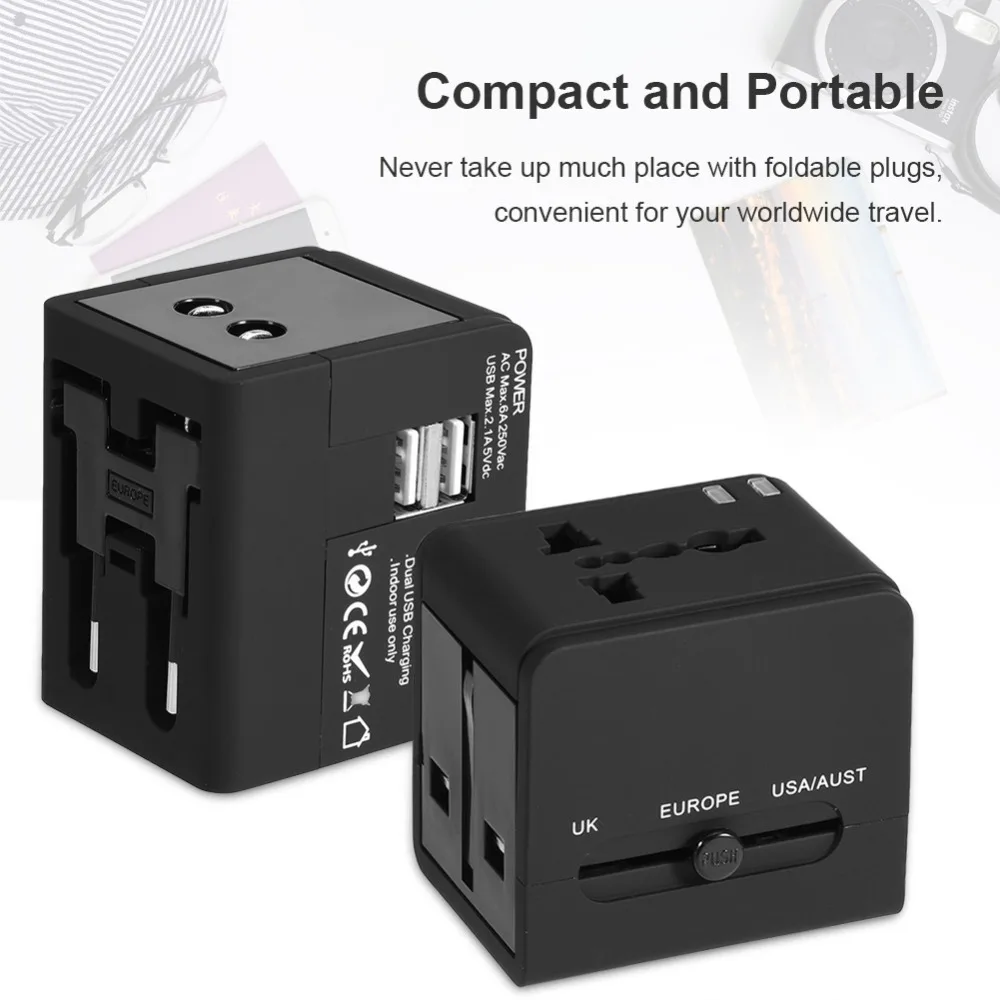 Универсальный международный переходник розетка переходник для путешествий 2 USB порта Мир AC зарядное устройство адаптер с AU US UK EU конвертер