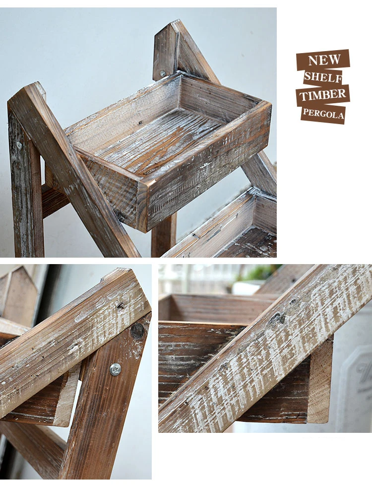 4 уровня ручной работы складной винтажный деревенский дисплей деревянная Лестница Полка