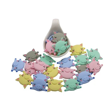 

10pcs/lot Pig Silicone Beads Baby Teethers Toy Soft Chew Teething Food Grade Silicone For Diy Chain Teething Necklace BPA Free