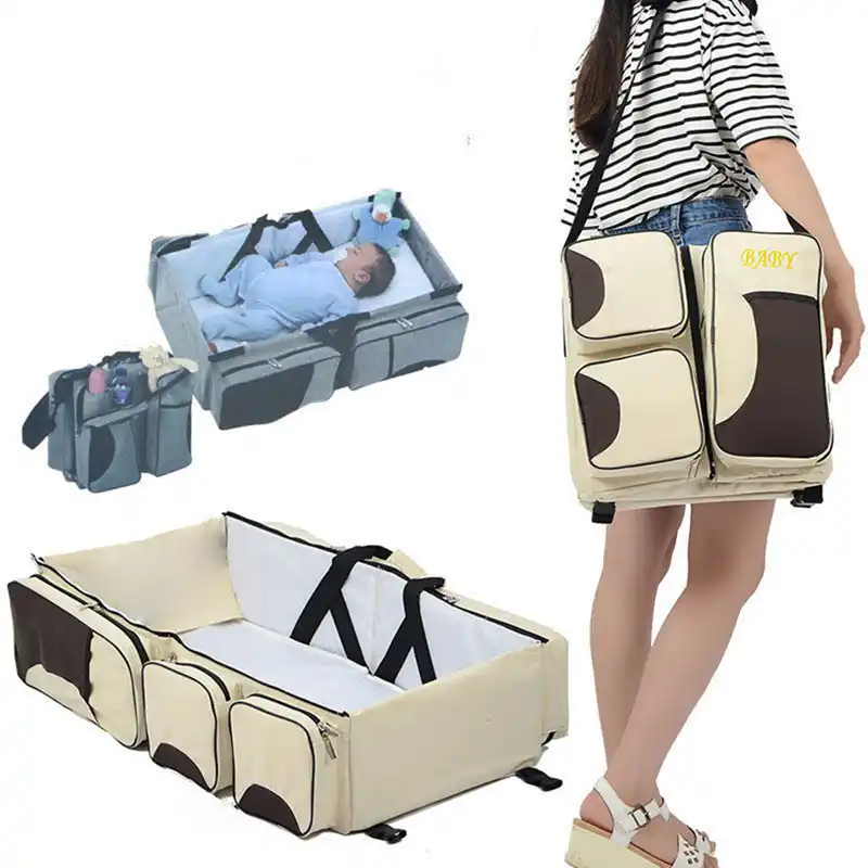 diaper bag with portable bed