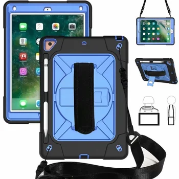 

Case For Apple iPad Air 2 Cover New iPad 9.7 2017/2018 Cover Shockproof Armor shoulder Strap Silicone case for iPad Pro case