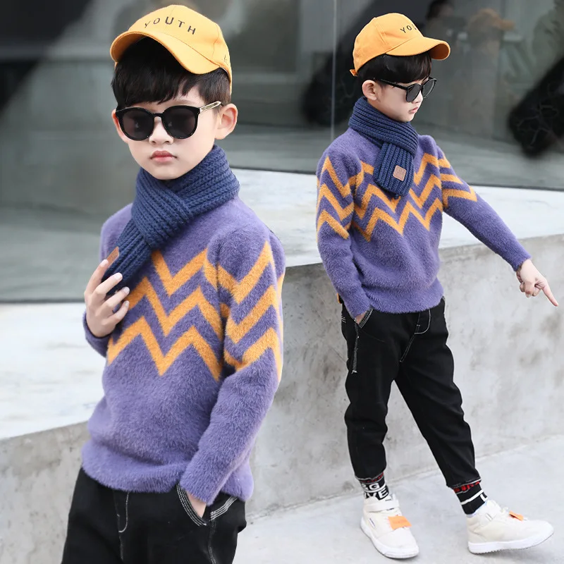 

2019 Shirt Collar Boys Sweaters Baby Pullover Knit Kids Clothes Autumn Winter New Children Sweaters Boy Clothing Baby Cardigan