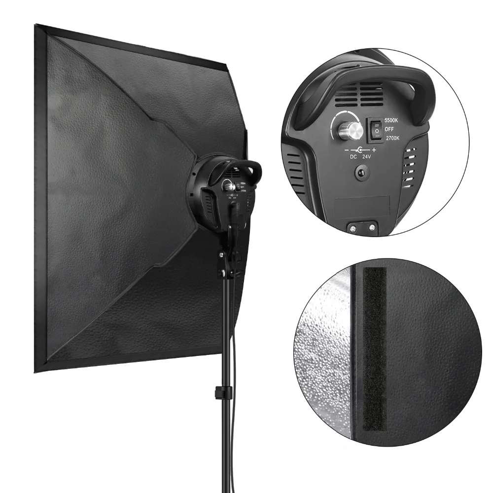 Neewer Photography Bi-color Dimmable LED Softbox Lighting Kit:20x27 inches Studio Softbox 45W Dimmable LED Light Head 2 Color