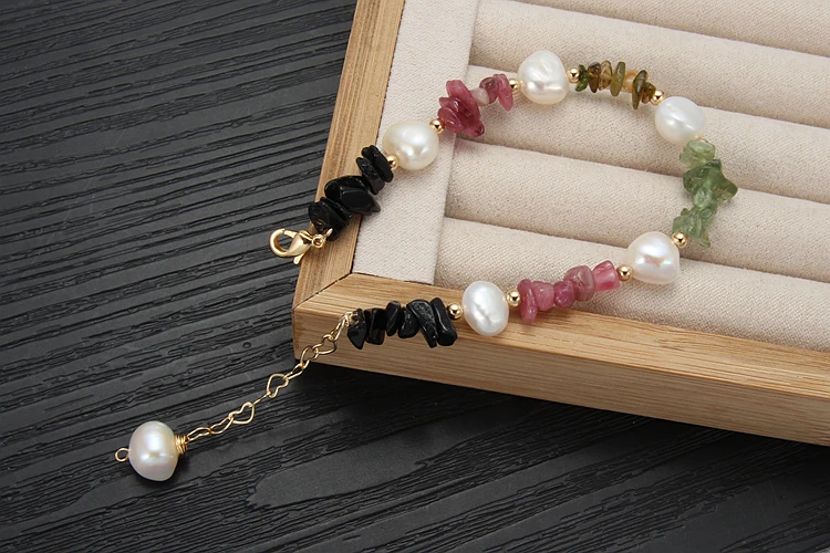 Жемчужный браслет в стиле барокко, Пресноводный Жемчуг, натуральный камень, разноцветный браслет для женщин, подарок, очаровательные браслеты, модное ювелирное изделие