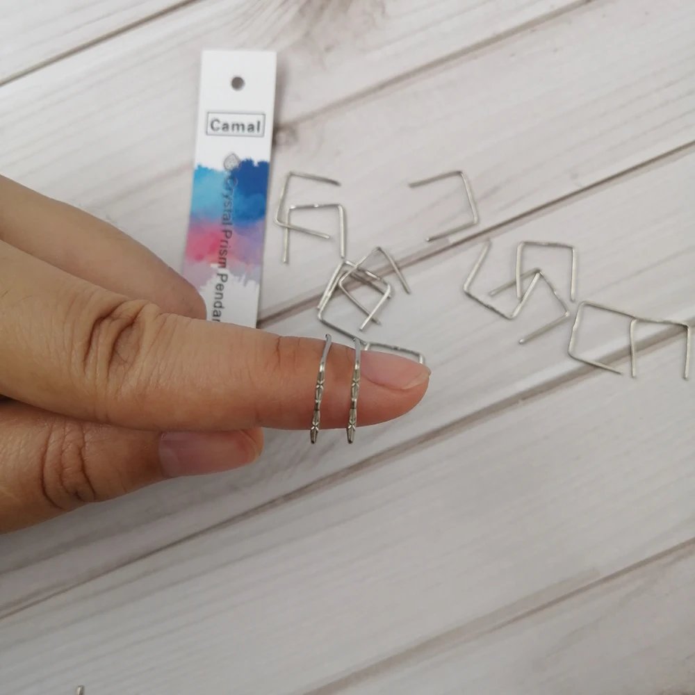 Camal 100pcs 12mm Double ** Shaped Chrome Color Pin Connector For Crystal Prisms Bead Chandelier