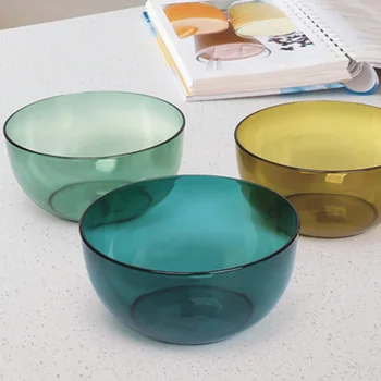 

Large Three-color Japanese Style Transparent Salad Bowl Plastic Mixing Bowl Fruit Soup Dessert Snack Foods Mixing Bowl