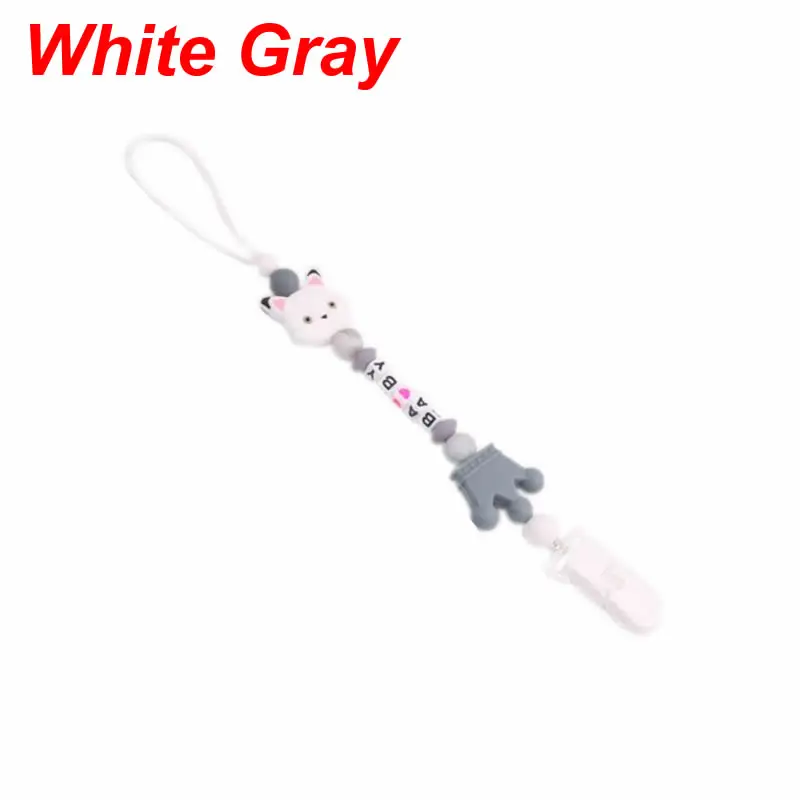 White Gray Детские Силиконовые противоцепные Мультяшные соски для новорожденных, детские игрушки для прорезывания зубов - Цвет: White Gray