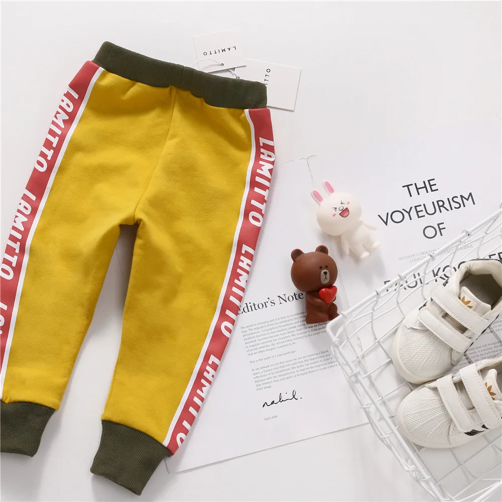 Tonytaobaby/осенняя одежда; Новая детская одежда; брюки с английским принтом; детские брюки; брюки для годовалых девочек и мальчиков