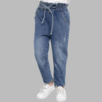 

Jeans Girl Fashion Hole Girls Jeans High Waist Kids Jeans With Bow Autumn Casual Children's Jeans Pants For Girls