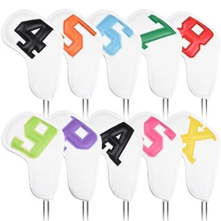 10-Piece Vibrant Golf Iron Head Cover Set (WHITE)