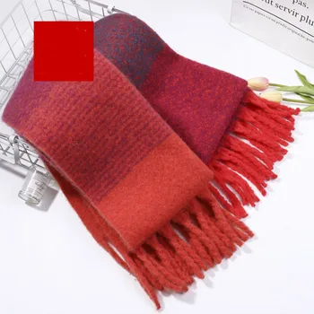 

2020 winter new hot sale Solid Color Stripe Scarf college style long loop yarn red scarf wholesale A52