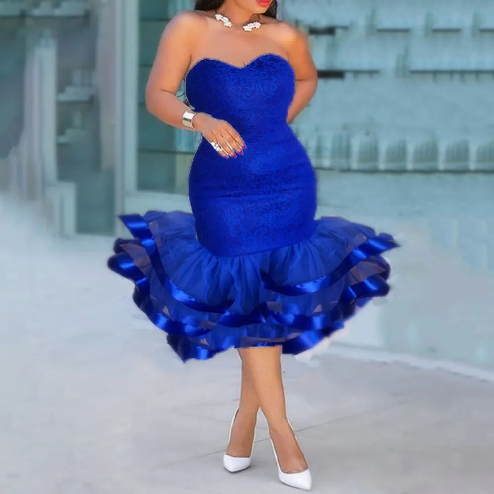 Голубое Кружевное Платье-труба женское сексуальное Клубное элегантное вечернее