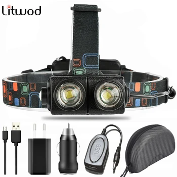 

2pcs XM - L T6 Zoom Led Headlight USB Rechargeable 18650 Battery Power Bank 5200mah Waterproof Head Flashlight Torch Lamp
