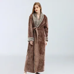 Autumn Winter Flannel Warm Bathrobe Soft Velvet Pajamas For Women Casual High-quality Nightwear Sleepwear Robe