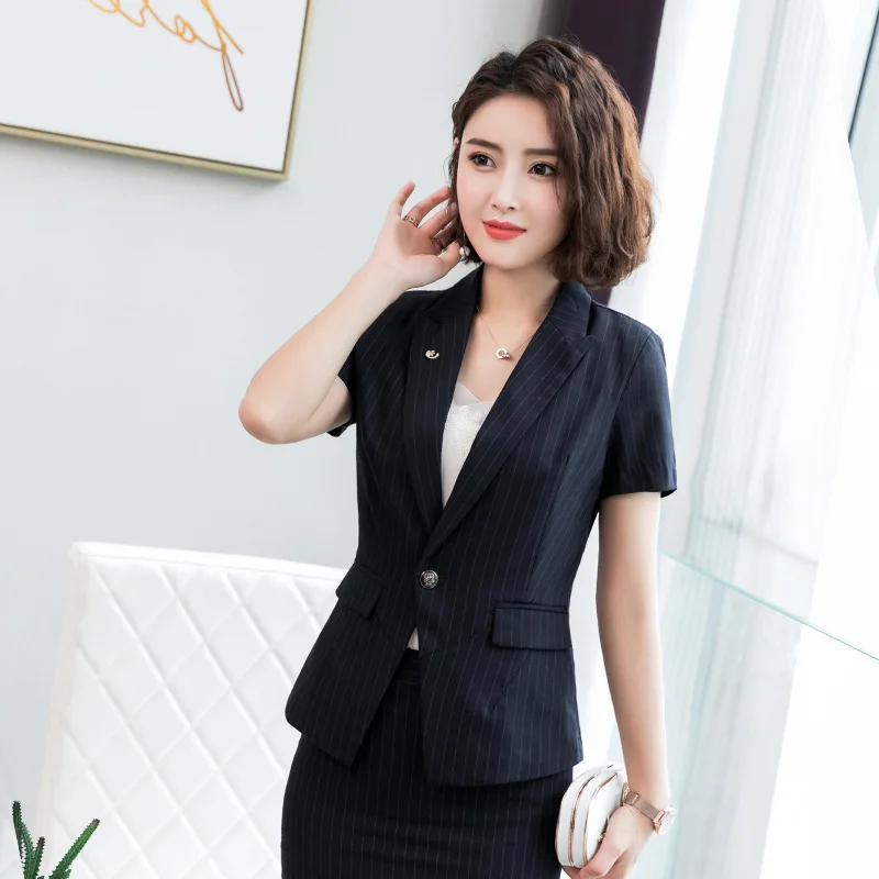 

Stripes 2019 New Style Business Suit Women's Spring And Summer High-Speed Rail Crew Member Work Clothes Jewelry Hotel Front Desk