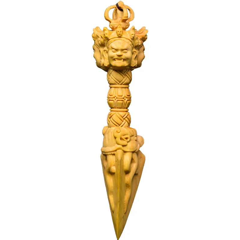 

Wood Carving Buddha Religion Sculpture - Handcrafted Vajra Pestle and Lotus Cobaly Pestle Artworks - Boxwood Carvings for Spirit