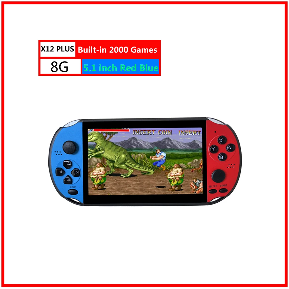 X12/X9/X16 портативная игровая консоль 8 Гб 16 Гб встроенные 2000 игры для psp игровой плеер для FC/GB/GBA/NES/SFC/PS gaming - Цвет: X12 plus 8g blue red