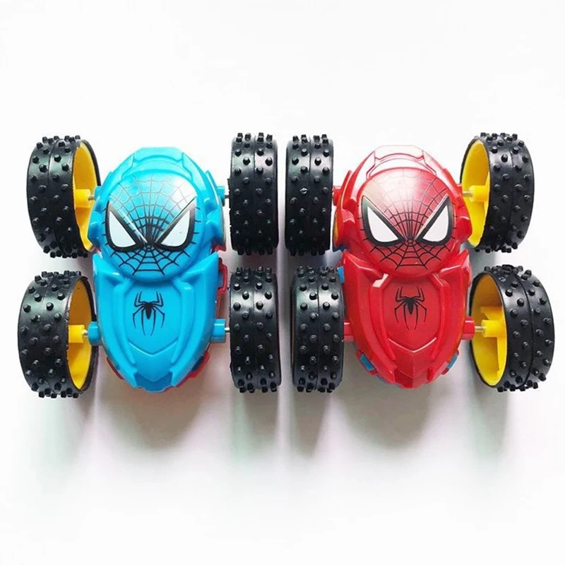 Spider man double sided inertia dump truck resistant to falling 360 steering toy car children gift 2