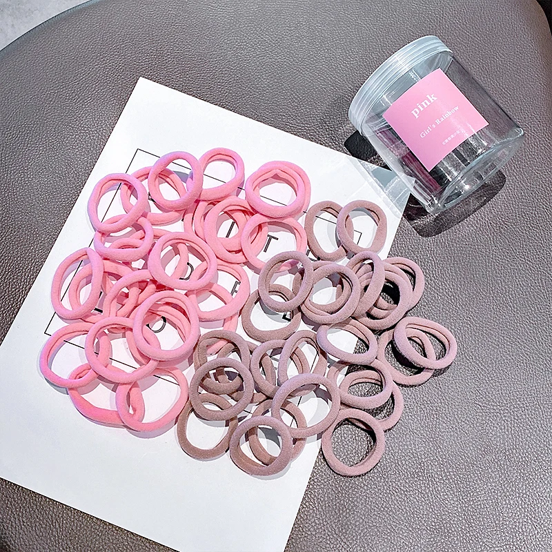 50PCS/Set Box Packed Women Girl Candy Colors 3.5cm Nylon Rubber Bands Ponytail Holder Scrunchie Tie Gum Fashion Hair Accessories gold hair clips