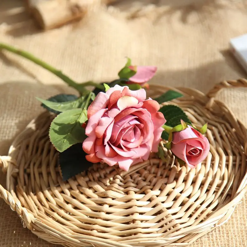 Flannel Simulation Flower Wishful Rose Fake Flower Wedding Supplies Home Decoration Silk Flower - Цвет: B