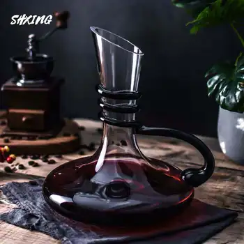 

1800ML Handle Winding Advanced Flat Bottom Wine Decanter Red Wine Decanter Advanced Water Bottle Thickening Wall