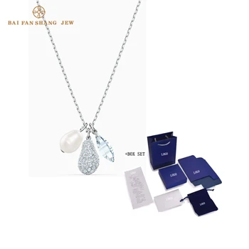 

2020 Fashion SWA New SO COOL CLUSTER Necklace Style Decoration Crystal Pearl Platinum Chain Female Luxury Jewelry Romantic Gift