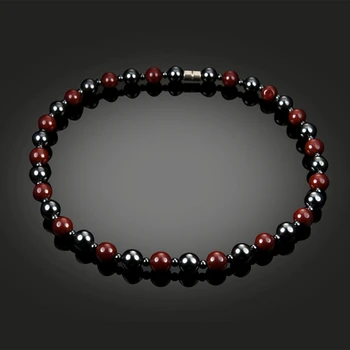 

Hematite Necklace With Magnetic Therapy Black Red Health Women Men Jewelry Beads