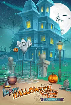 

Cartoon photo backgrounds vinyl Halloween celebration kids photography backdrop for photo studio fund kits fotografia LV-2399