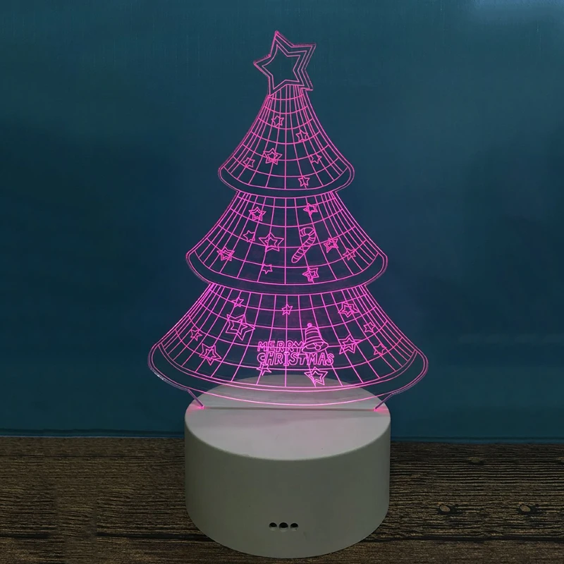 3D Светодиодная лампа для рождественской елки иллюзия RGB Ночная настольная