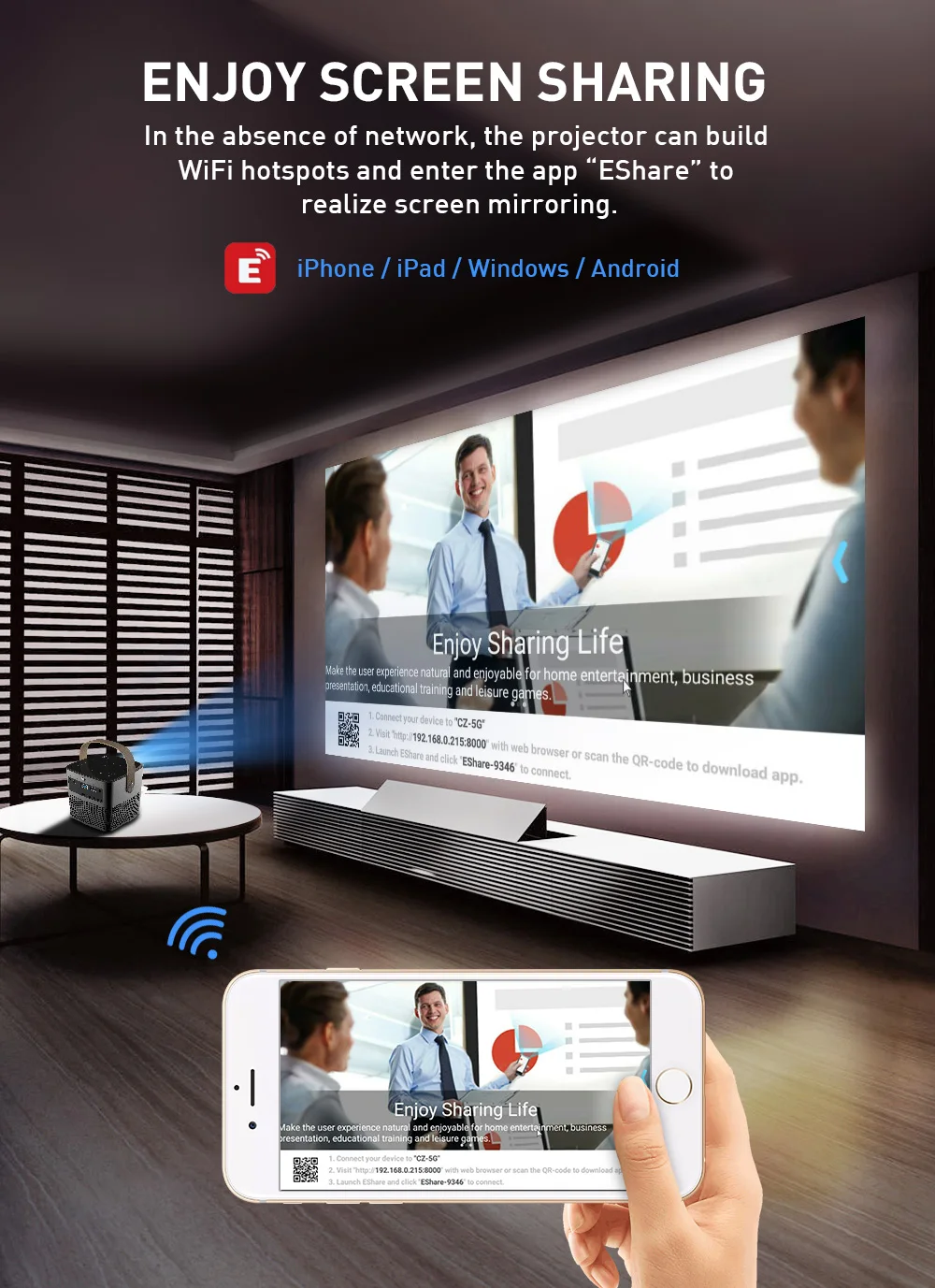 High quality P12 projector Android 5.1 AmlogicT968 smart projector Mini LED WIFI 4K 3D DLP 300inch android portable Projector