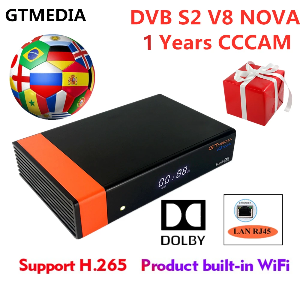 

Europe Spain 1 Years Cccam service Gtmedia V8 Nova FULL HD H.265 Satellite Receiver Built-in WiFi better than freesat v9 golden
